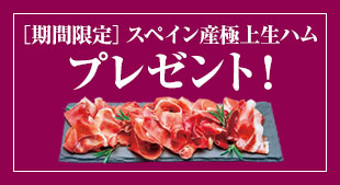 期間限定 スペイン産極上生ハムプレゼント! 2025年11月30日(日)締切