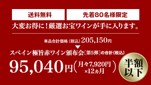 単品合計価格の半額以下! 月々(税込)7,920円 毎月2本お届け