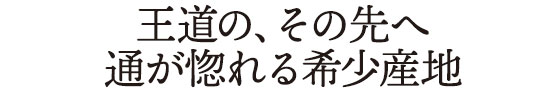 王道の、その先へ通が惚れる希少産地